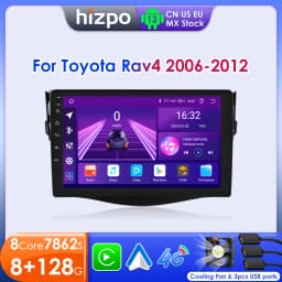 Hizpo 8+128GB Android 13 For Toyota RAV4 2006-2012 Car Radio Multimedia Player AI Voice Control Navigation GPS Wireless Carplay