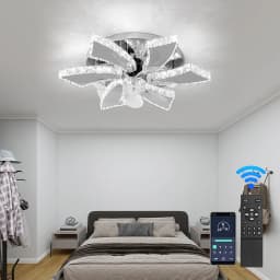 Luxury Crystal Ceiling Fan Lamp Led APP Remote Control Invisible Blade Variable Ceiling Chandelier Lamp For Bedroom Living Room