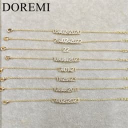 DOREMI Custom Name Date Bracelet Crystal Birthstone 6MM Number Kids Jewelry Engagement Bracelet for Jewelry Gift
