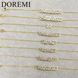 DOREMI Custom Name Date Bracelet Crystal Birthstone 6MM Number Kids Jewelry Engagement Bracelet for Jewelry Gift