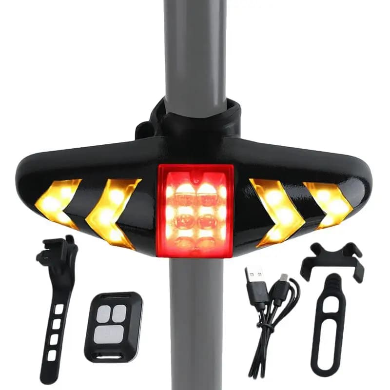 Bike Turn Signals Safety Warning Cycling Taillight 6 Lighting Modes Ultra Bright USB Rechargeable Wireless Remote Control