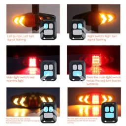 Bike Turn Signals Safety Warning Cycling Taillight 6 Lighting Modes Ultra Bright USB Rechargeable Wireless Remote Control
