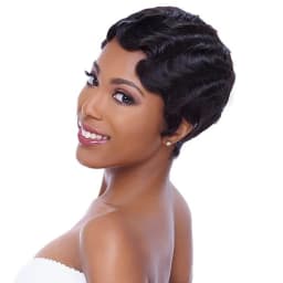 Short Finger Wavy Wig Curly Black Cute Wig Real African Black Wigs for Women Mommy Wig Is Looks Natural (1B Black)