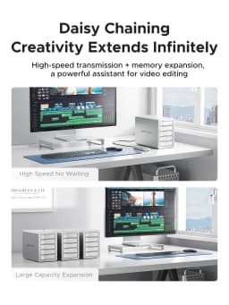 ORICO 3.5" Daisy Chain Type-C 10Gbps HDD Docking Station Support RAID 150W Power for Apple device 5Bay DAS Studio Series