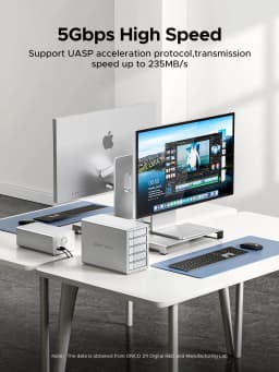 ORICO 3.5" Daisy Chain Type-C 10Gbps HDD Docking Station Support RAID 150W Power for Apple device 5Bay DAS Studio Series