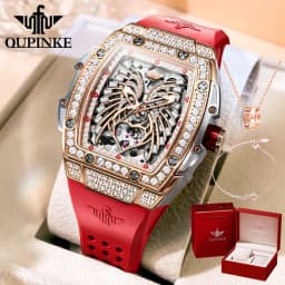 OUPINKE 3225 Women's Watch Luxury Brand All Diamond Automatic Mechanical Watch Classic Silicone Waterproof Elegant Women's Watch