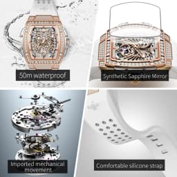 OUPINKE 3225 Women's Watch Luxury Brand All Diamond Automatic Mechanical Watch Classic Silicone Waterproof Elegant Women's Watch