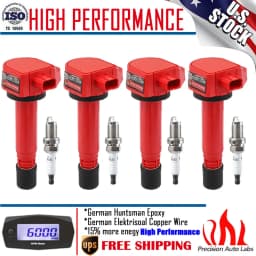 4 Pack Ignition Coil & Platinum Spark Plug For 2006-2011 Honda Civic 1.8L UF582