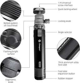 Fotopro Desktop Mini Tripod, Aluminum Alloy Compact Camera Tripod with Ball Head 1/4 Inch Screw for Phone DSLR