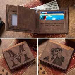 Men's Engraved Photo Wallets Custom Picture & Text Wallet Personalized Birthday Christmas Father's Day Gifts for Him Husband