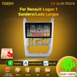 Hizpo Android 14 2Din Car Radio for Lada Renault Logan 1 Sandero 2009-2015 For Lada Largus 2012-2020 Carplay Navigation Stereo