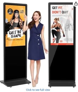 65 Inch 4K Digital Signage Kiosk Indoor Floor Standing Commercial Monitor Advertising Display LCD Totem with HDMI Input