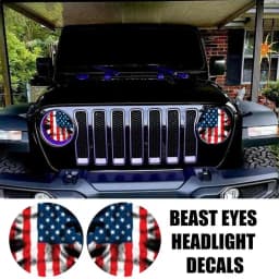 Jeeps Eyes Decal For Headlights Eye-Catching 3D Stereo Stickers Decals Fashionable Beast Eyes Headlight Decal For Truck Window
