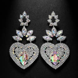 Stonefans Designer Exaggerated Heart Earrings Rhinestone 2024 Trend Jewelry Tendance Oversize Love Crystal Hanging Earrings Gift