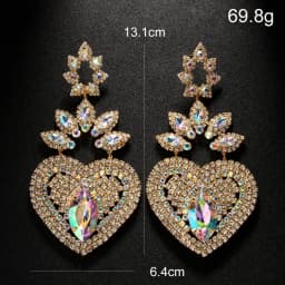 Stonefans Designer Exaggerated Heart Earrings Rhinestone 2024 Trend Jewelry Tendance Oversize Love Crystal Hanging Earrings Gift