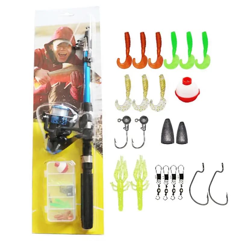 Small Fishing Pole Mini Telescopic Sea Pole Set for Kids Portable Lightweight Fishing Gear Children's Fishing Pole for Beginners