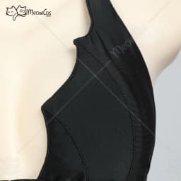 Meowcos Women's Gothic Bat Style Black Two-Piece Swimsuit Halter Lace-up Top and Low Waist Triangle Bottom Bathing Suit