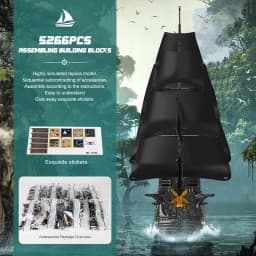 MOULD KING 13186 Black Pearl Ship Pirate Ⅱ Pirates Ship 5266PCS Building Blocks Ideas Sailboat Bricks Kids Birthday Gifts