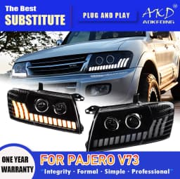 AKD Head Lamp for Pajero V73 LED Headlight 2004-2016 Headlights V77 V75 DRL Turn Signal High Beam Angel Eye Projector Lens