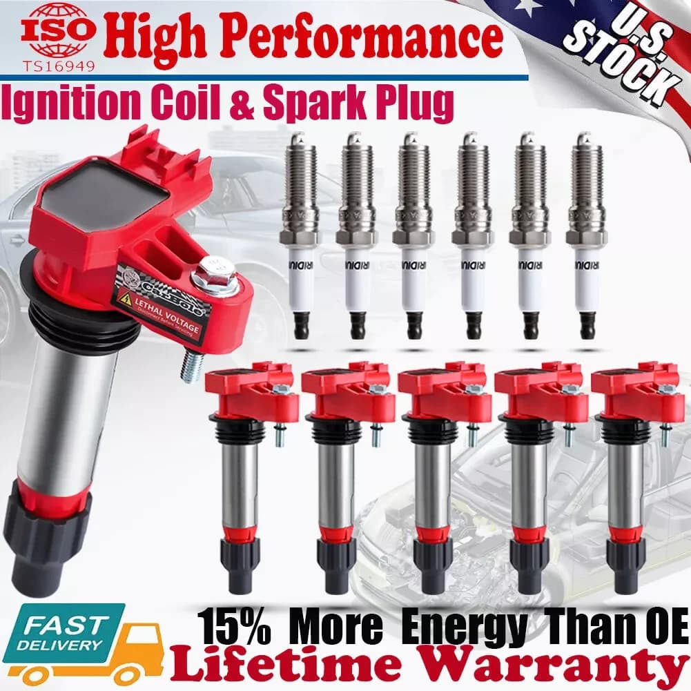 Carbole 6X 12632479 D515C Ignition Coil + 6X 41-109 Spark Plug For GMC Chevrolet US