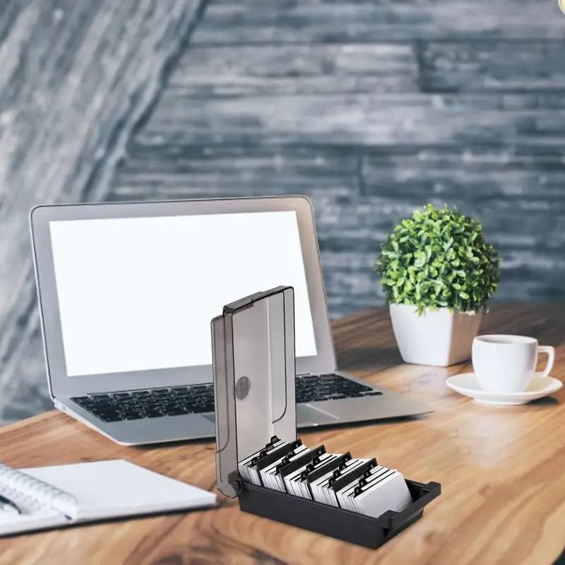 Large Capacity Desktop Business Card Storage Box Rack With A-Z Tabs Business Name Card Holder Holds 500 Cards For Workplace