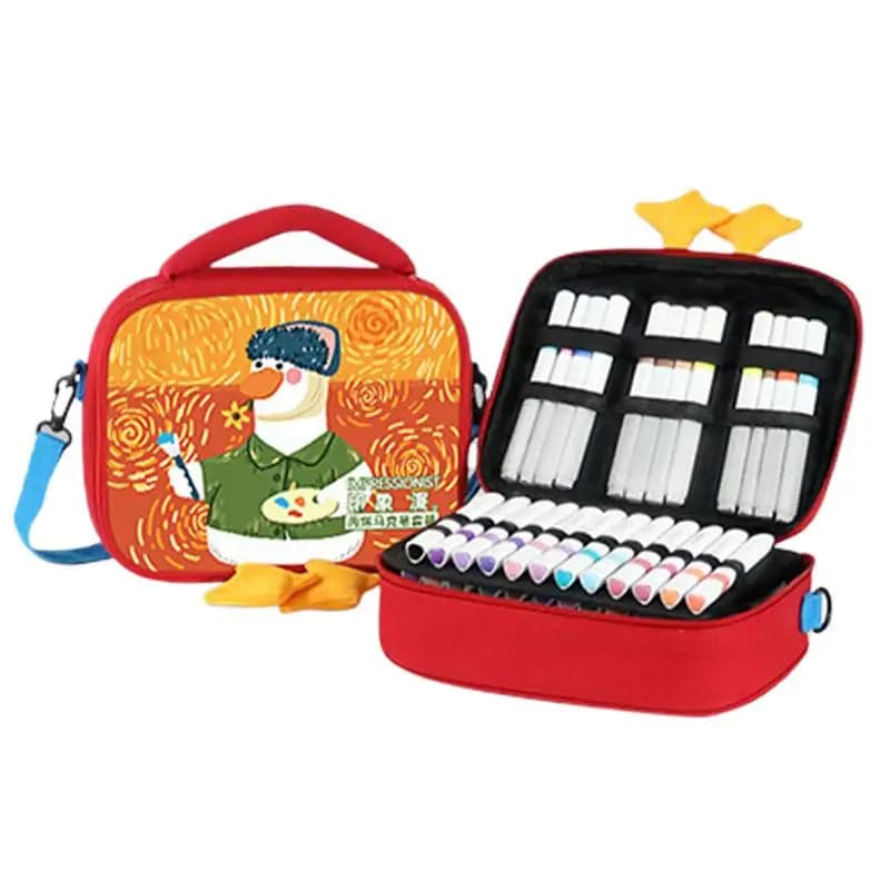 48pcs Color Marker Pen Set For Kids Children Propylene Markers Painting Pen With Duck Storage Bag Crafts School Supplies