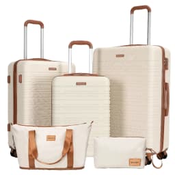 Travelhouse Luggage Set 4-Piece ABS Suitcase With Spinner Wheels, 24 Inch and 28 Inch with TSA Lock, 16, 20 Inch Carry On Luggage