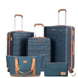 Travelhouse Luggage Set 4-Piece ABS Suitcase With Spinner Wheels, 24 Inch and 28 Inch with TSA Lock, 16, 20 Inch Carry On Luggage