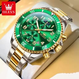 OLEVS 2926 Men's Watch Luxury Brand Gold Waterproof Calendar Moon Phase Chronograph Top Fashion Stainless Steel Men Quartz Watch