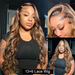 Highlight Ombre 13x6 Lace Front Wig Human Hair 28 Inch Body Wave Honey Blonde Glueless Transparent Lace Frontal Wigs for Women