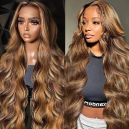 Highlight Ombre 13x6 Lace Front Wig Human Hair 28 Inch Body Wave Honey Blonde Glueless Transparent Lace Frontal Wigs for Women