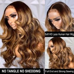 Highlight Ombre 13x6 Lace Front Wig Human Hair 28 Inch Body Wave Honey Blonde Glueless Transparent Lace Frontal Wigs for Women