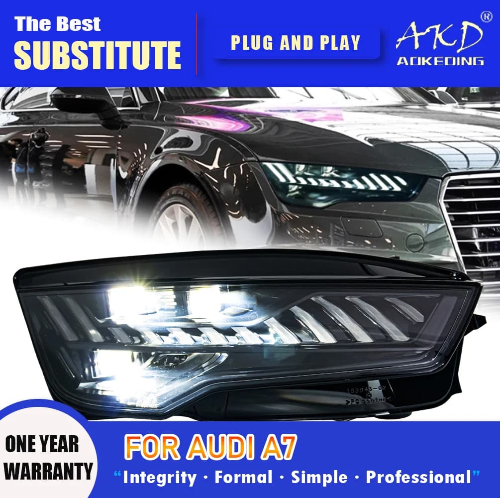 AKD Head Lamp for Audi A7 LED Headlight 2011-2018 Headlights Upgrade RS7 DRL Turn Signal High Beam Angel Eye Projector Lens