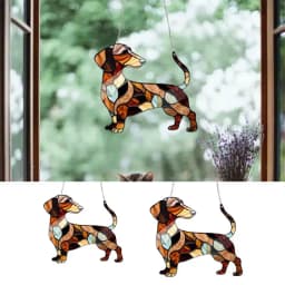 Cute Dog Window Hangable Sun catcher Ornament Acrylic Dachshund Ornament For Home Garden Room Sun Catcher Decor
