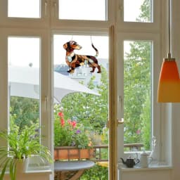 Cute Dog Window Hangable Sun catcher Ornament Acrylic Dachshund Ornament For Home Garden Room Sun Catcher Decor