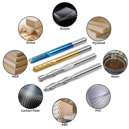 Laser Woodworking Milling Cutter Tools Titanium Coat End Mill 3.175mm Nano Blue Coat Cutting Wood Engraving Bits for TTC450 Pro