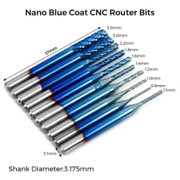 Laser Woodworking Milling Cutter Tools Titanium Coat End Mill 3.175mm Nano Blue Coat Cutting Wood Engraving Bits for TTC450 Pro