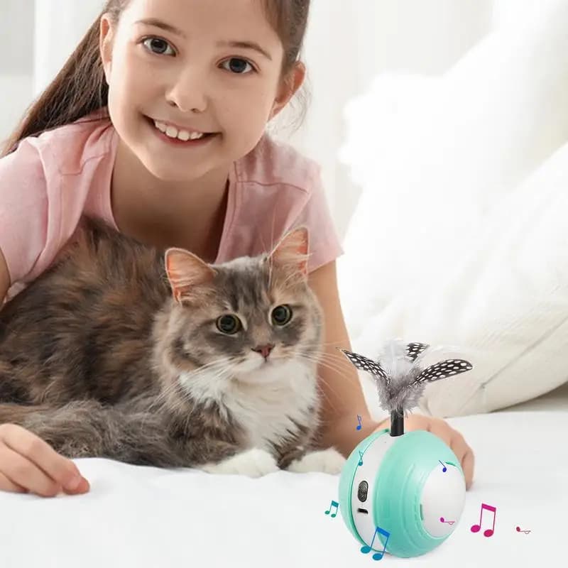 Interactive Cat Ball Toy Interactive Toy Cat Teaser Ball Automatic Moving Cat Ball USB Rechargeable With 2 Modes Smart Cat Toy