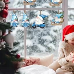 Santa Claus Wooden Ornaments 24X Dwarf Pendant Christmas Gnome Hangings Ornaments Santa Decor With Rope For Christmas Tree