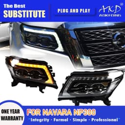 AKD Head Lamp for Navara NP300 LED Headlight 2015-2020 Headlights NP300 DRL Turn Signal High Beam Angel Eye Projector Lens