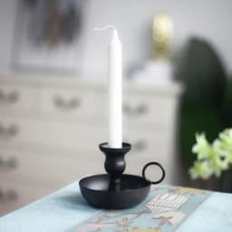 Black Candle Holder Wrought Iron Vintage Charm Candlestick Holder Sturdy Round Base Taper Candle Holder For Dining Party Livin