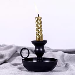 Black Candle Holder Wrought Iron Vintage Charm Candlestick Holder Sturdy Round Base Taper Candle Holder For Dining Party Livin