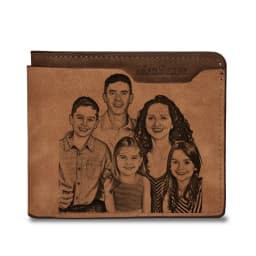 Customized Wallet Photo Mens Brown Short Waterproof Multi-Function Matte PU Leather Engraving Picture Personalized Purse For Men