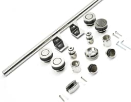 DIYHD 5FT 6.6FT Frameless Glass Shower Door Hardware Sliding Rail Shower Room Kit,Chrome