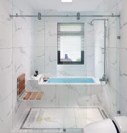 DIYHD 5FT 6.6FT Frameless Glass Shower Door Hardware Sliding Rail Shower Room Kit,Chrome