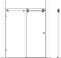 DIYHD 5FT 6.6FT Frameless Glass Shower Door Hardware Sliding Rail Shower Room Kit,Chrome