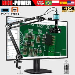 NICE-Power 48MP 4K Digital Microscope,Ultra High Resolution HDMI USB Microscope Camera 150X Lens for Industrial QC PCB Soldering