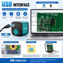 NICE-Power 48MP 4K Digital Microscope,Ultra High Resolution HDMI USB Microscope Camera 150X Lens for Industrial QC PCB Soldering