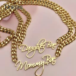 DOREMI 8mm Cuban Thick Chain Customized Cursive Nameplate Necklaces Custom Name Pendant Personalized Necklace Women Gift
