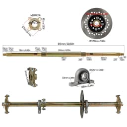 TDPRO 32" Racing Go Kart Rear Axle Kit 5" Wheels Front Steering Brake ATV Quad Go Cart